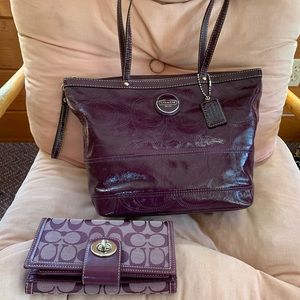 Magenta Patent Leather Coach Bag
